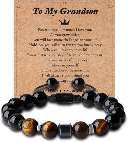 Pulsera de joyería y tarjeta para hombres, regalos para adolescentes, niños, papá, hijo, hermano, novio, esposo, To My Man To My Love, pulsera para