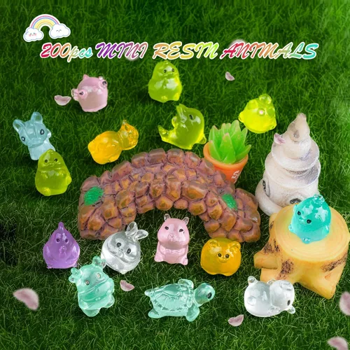 Miniatura 3 de 200 piezas de animales luminosos en miniatura de resina para esconder pequeñas criaturas que brillan en la oscuridad para accesorios de decoración