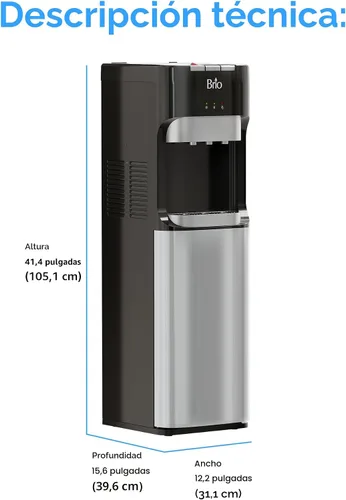 Miniatura 9 de Brio Dispensador de agua de carga inferior, serie esencial, 3 ajustes de temperatura, agua caliente, temperatura ambiente y fría, aprobado por