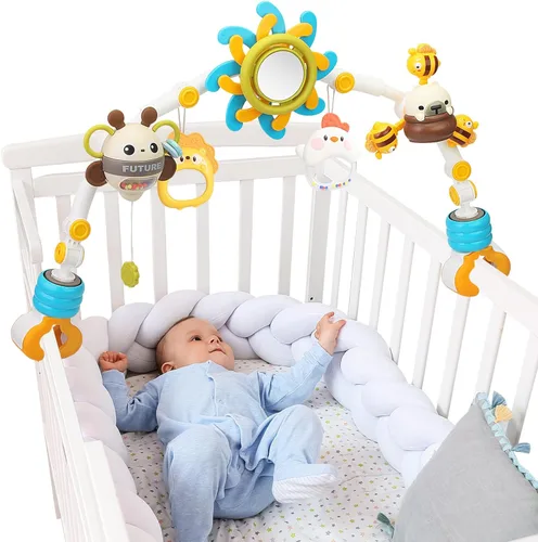 Miniatura 10 de Caterbee Barra de juguete para bebé, accesorio para cochecito y cuna, barra de actividades para cochecito de bebé, juguete de arco de viaje, moisés