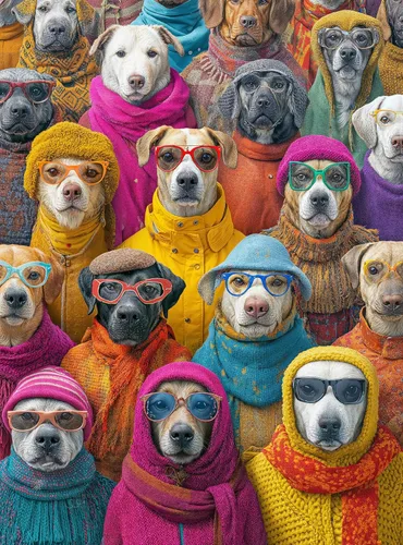 Cross & Glory Dogtopia - Rompecabezas de 1000 piezas para adultos | Vibrant Dog City | Divertido rompecabezas de perro con ropa y personalidad |