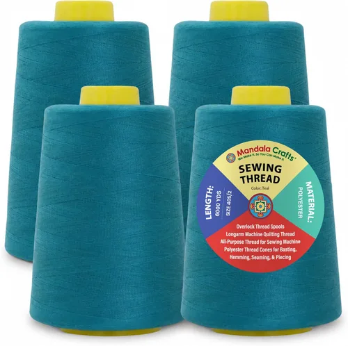 Miniatura 134 de Mandala Crafts 4 Pack of Serger Threads Cones Spools - 20S/2 24000 Yards Polyester Baby Blue Threads for Sergers Machine and Overlock Quilting