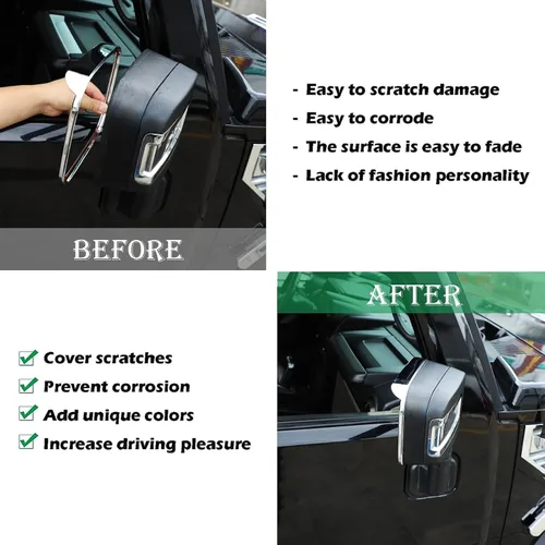 Miniatura 3 de Compatible con Hummer H2 2003-2009 - Espejo retrovisor de lluvia, espejo retrovisor, cejas de lluvia para accesorios Hummer H2 2003-2009 (negro)