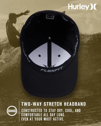 Miniatura 3 de Hurley Gorra de béisbol para hombre - Flexfit - Gorras de béisbol ajustadas para hombre (tamaños: S-XL)