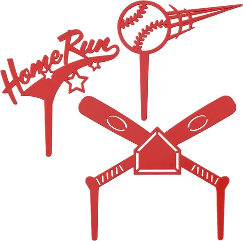 Miniatura 2 de DecoSet Home Run - Juego de béisbol para tartas, decoración de pasteles para cumpleaños o celebraciones de equipo, bates de béisbol, pelota y fotos