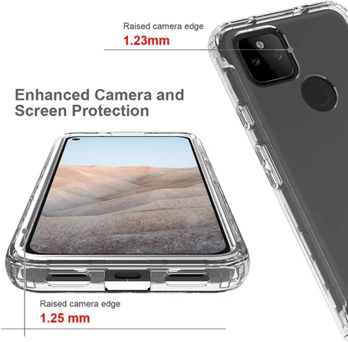 Miniatura 2 de Funda compatible con Google Pixel 5A 5G con protector de pantalla de vidrio templado, cuerpo completo, a prueba de golpes, transparente, flexible