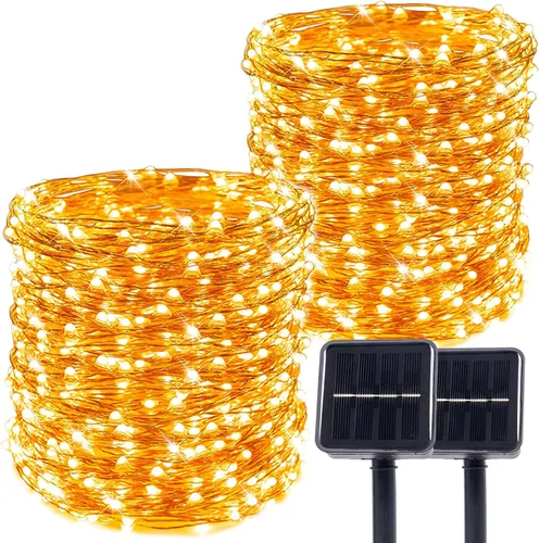 Miniatura 13 de Cadena de luces solares para exteriores, 100 pies, 300 LED, luces solares de hadas impermeables, botón de 8 modos, cadena de luces solares