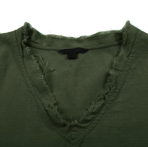 Miniatura 6 de Mens Cotton Linen Short Sleeve Shirts Retro Frayed Casual V-Neck Beach Hippie Tshirts Lightweight Summer Resort Tops