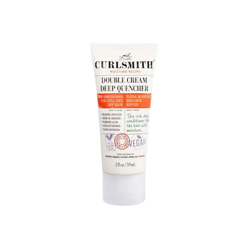 CURLSMITH Double Cream Deep Quencher - Mascarilla acondicionadora profunda para rizos, hidratante y desenredante, para todo tipo de rizos, vegano y