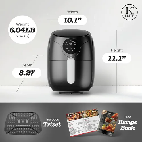 Miniatura 3 de Kitchen Elite - Freidora de aire compacta de 2.5 cuartos de galón, pequeña estufa de mostrador sin aceite con cesta antiadherente libre de PFAS