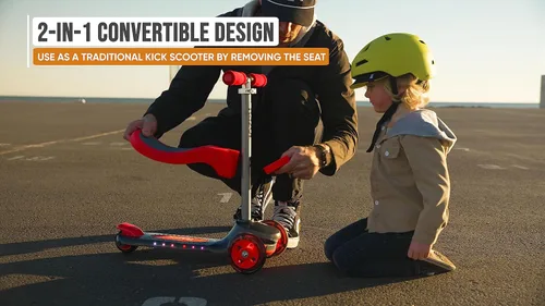 Miniatura 2 de Razor Rollie DLX, 3-Wheel Light-Up Scooter for Younger Children, Seated and Stand-Up Riding Options Rojo