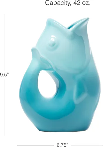 Miniatura 2 de Gurgle Pot Jarra de pescado, color azul degradado, capacidad de 42 onzas, jarra de bebidas, utensilios azules para servir para fiestas, utensilios