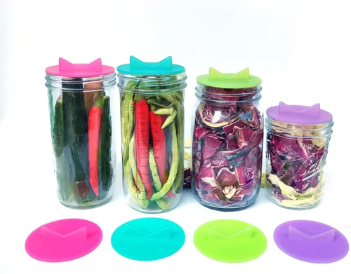 Miniatura 4 de Kit de fermentación de tarro de masón, libra de chucrut + 4 pesos de vidrio y 8 tapas de fermentación para frascos Mason de boca ancha, excluyendo