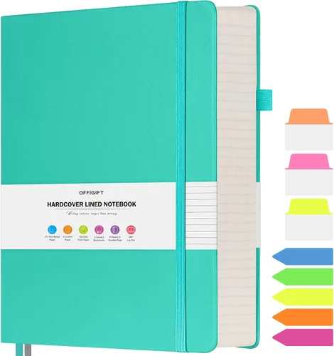 Miniatura 14 de Cuaderno rayado, cuaderno grande A5 con rayas universitarias, cuaderno de trabajo de 312 páginas numeradas con calcomanías de índice, papel grueso