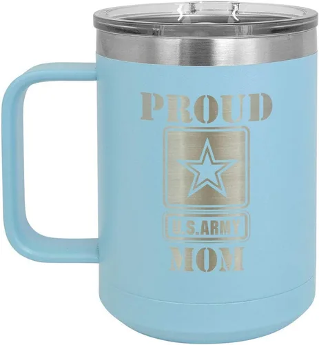 Miniatura 19 de PROUD ARMY MOM BLACK Taza de café de 15 oz con tapa deslizante Taza de café de viaje aislada Ideas de regalos del día de la madre de hijo o hija