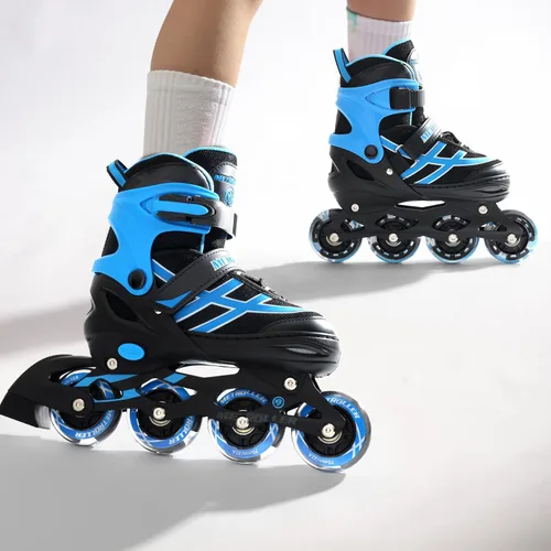 Miniatura 3 de METROLLER Patines en línea para niñas y niños Edades 5-8 8-12 Patines en línea ajustables con ruedas iluminadas Patines en línea para jóvenes y Azul