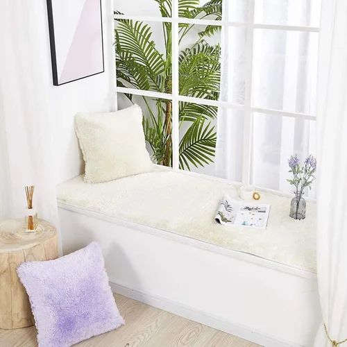 Miniatura 7 de Cojín esponjoso para banco de ventana, cojines gruesos de felpa para asiento de ventana de bahía, almohadillas de tatami suaves, tapete Gris