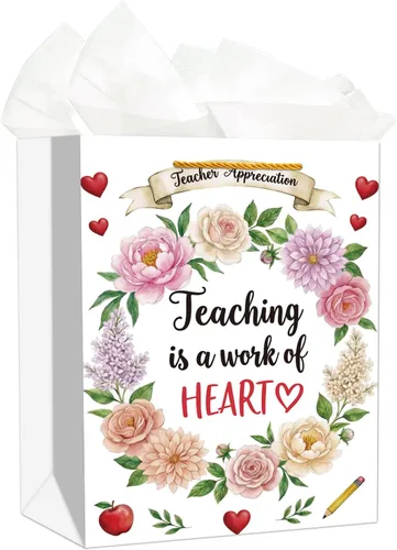 Miniatura 12 de Bolsas de regalo del día de San Valentín de WhatSign - Bolsas de regalo de San Valentín medianas de 11.5" con papel de seda y asas, regalos de papel