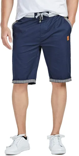 Miniatura 5 de Tansozer - Pantalones cortos para hombre estilo casual corte clásico con cordón pantalones cortos de playa de verano con cintura elástica y bolsillos
