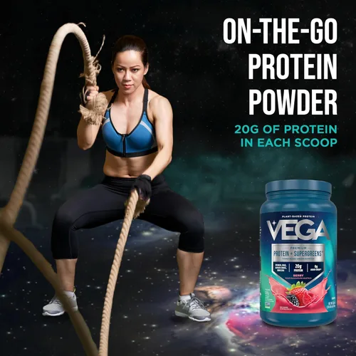 Miniatura 7 de Vega Protein + Supergreens - 20g de proteína a base de plantas, sabor a bayas, 26 porciones, verduras y vegetales reales, vegano keto, 0g de azúcar