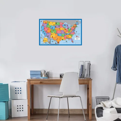 Miniatura 6 de Paquete de 2 – Mapa del mundo y Estados Unidos para niños [ilustrado] – Juego de 2 carteles (laminado, 18 x 29 pulgadas)