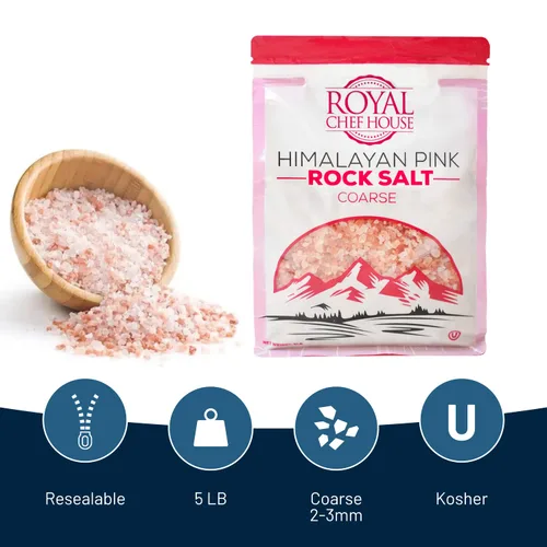 Miniatura 2 de Bolsa a granel de sal rosa del Himalaya de 5 libras - Cristales gourmet puros de Hymalain - Himilian 100% natural - Contiene 84 minerales - Adecuado