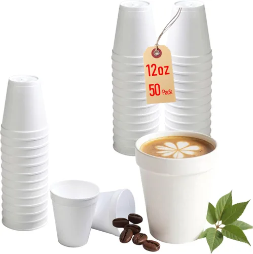 Miniatura 9 de Mr Miracle Vasos de espuma de poliestireno de 8 onzas, tazas de café desechables (paquete de 100), tazas de espuma blanca aisladas para bebidas
