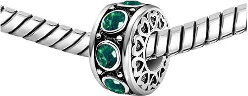 Miniatura 2 de KunBead Dijes de cuentas de plata con corazón de piedra natal para cumpleaños, pulseras y collares para mujer, Cristal