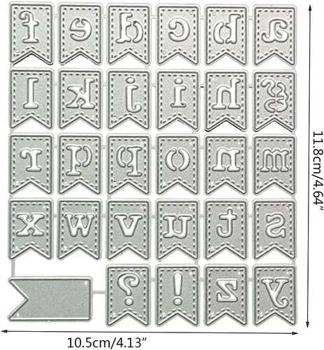 Miniatura 3 de Plantilla de bandera de alfabeto, troqueles de corte de acero al carbono, álbum de recortes, álbum de fotos, grabado, tarjetas de papel, plantillas