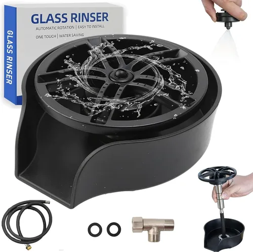 Enjuague de vidrio para fregadero de cocina, enjuague de vidrio giratorio de 360 grados de alta presión con pistola rociadora extraíble, accesorio
