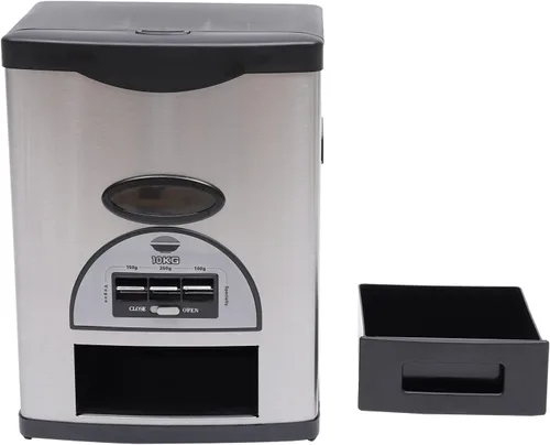 Miniatura 7 de Dispensador automático de arroz, caja de almacenamiento de dispensador de granos, contenedor de almacenamiento de arroz de acero inoxidable de gran