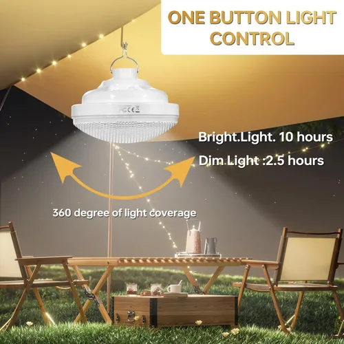 Miniatura 4 de 2 luces de tienda de campaña recargables 2400mAh LED luz de camping, IPX5 impermeable para camping, al aire libre, corte de energía