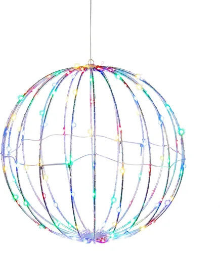 Miniatura 11 de Alpine Corporation Adorno colgante de metal plegable para interiores y exteriores de 16 pulgadas de alto, con luces LED blancas cálidas, decoración