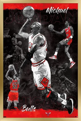Miniatura 14 de Trends International Michael Jordan - Póster de pared de bosquejo, 14.725 x 22.375 pulgadas, versión enmarcada de madera de granero
