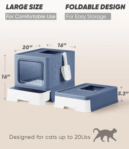 Miniatura 4 de Caja de arena para gatos cerrada, caja grande de arena para gatos grandes, cajas de arena para gatos cubiertas con tapa, caja de arena para gatos