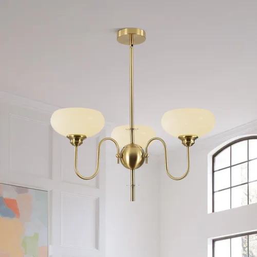 Miniatura 9 de BOKT Candelabro Francés de Oro y Blanco Moderno de 3 Luces para Comedor Sobre Mesa Candelabros Vintage para Vestíbulo Ajustables