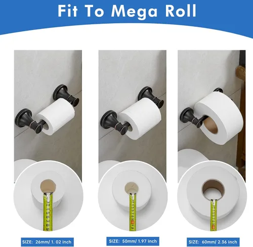 Miniatura 4 de RUMOSE Portarrollos de papel higiénico para baño, mango de tejido pivotante flexible en la pared, bronce aceitado frotado a prueba de óxido, acero