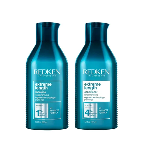 Redken Extreme Length Biotin Shampoo & Conditioner Set For Longer Hair – Promotes Healthy Hair Growth, Strengthens Damaged Hair, Prevents Hair