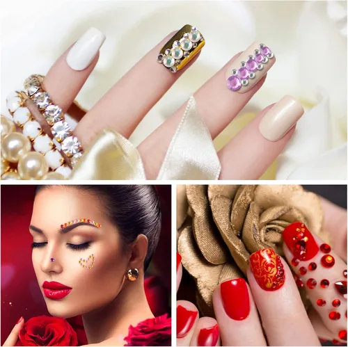 Miniatura 6 de 1600 piezas de gemas faciales autoadhesivas de 3/4/5/6 mm para mujeres, gemas para el cabello, joyas faciales, diamantes, purpurina facial