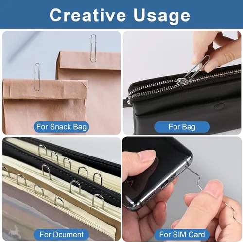 Miniatura 5 de Clips de papel grandes antideslizantes, clips de papel jumbo de 2 pulgadas, 300 piezas de clips de papel metálicos grandes, clips de papel