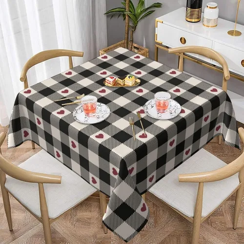 Miniatura 18 de 4th of July Tablecloth Square 60x60 Inch,Red White Buffalo Plaid Check Blue Patriotic Stars Table Cloth,Stain Resistance Polyester Independence Day