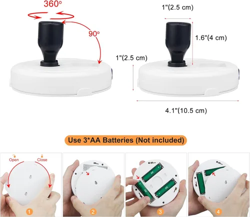 Miniatura 7 de HEAGEERO Focos inalámbricos, iluminación de acento con control remoto, luces de imagen de batería, luz de disco de palo, focos de pantalla giratoria