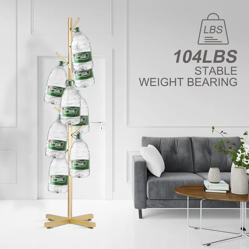 Miniatura 4 de Snaikor Perchero de metal, moderno perchero independiente, resistente soporte de árbol con base cruzada, percheros dorados, árbol de pasillo