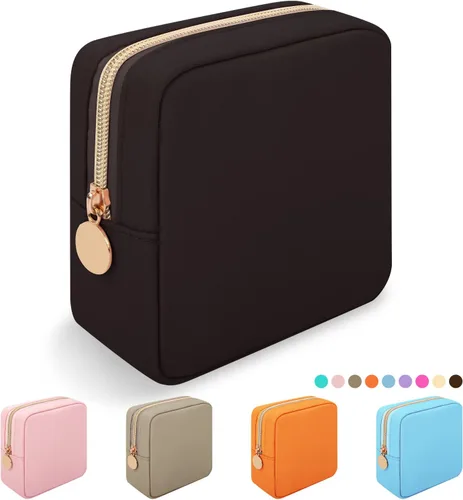 Miniatura 21 de Iqimott Bolsa Grande de Maquillaje de Nylon para Viaje, Bolsa de Cosméticos Preppy Grande Organizadora de Maquillaje de Nylon Bolsa de Artículos