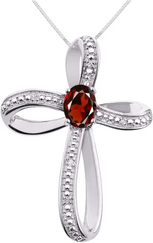 RYLOS Collares para mujer de plata 925 con colgante de cruz de piedras preciosas y diamantes auténticos con cadena de 180in x 0236in piedra natal