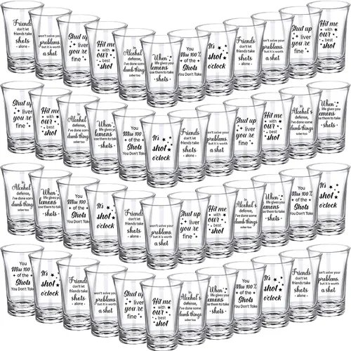 Kigeli 48 vasos de chupito divertidos para adultos, vasos de chupito de acrílico para fiestas, 1.2 onzas, mini taza, regalos de fiesta, invitados,
