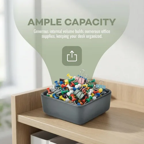 Miniatura 2 de Organizador de clips de papel de cerámica, dispensador cuadrado para escritorio, soporte de clip de carpeta y soporte para pasador Bobby, regalo