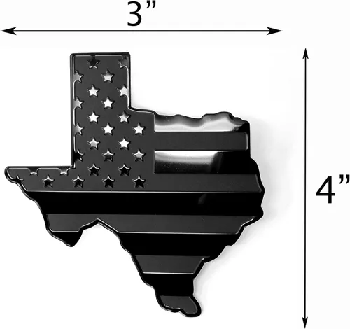 Miniatura 2 de Emblema de metal para guardabarros de automóvil con bandera negra del estado de Texas para automóviles y camiones (3 x 4 pulgadas, negro)