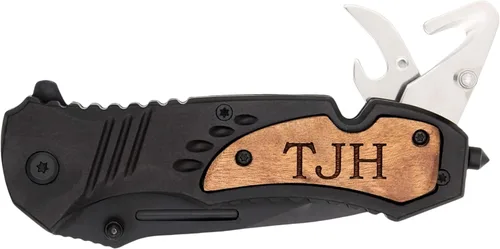 Miniatura 4 de Cuchillo de Bolsillo Palmetto Wood Shop - Regalos Grabados con Láser para Hombres, Cuchillo Personalizado para Caza, Acampada, Uso Diario - Cuchilla
