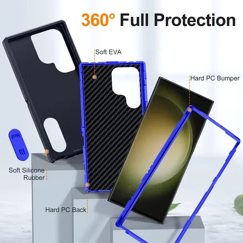 Miniatura 3 de BaHaHoues Funda para Samsung Galaxy S23+ Plus con soporte integrado, a prueba de golpes y caídas de grado militar para Galaxy S23 Plus (rojo/negro)